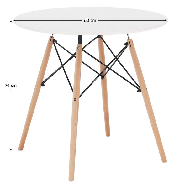 Étkezőasztal, fehér/bükk, átmérő 60 cm, GAMIN NEW 60
