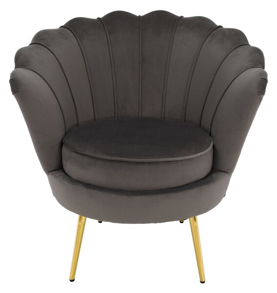 Art-deco stílusú fotel, szürkésbarna Velvet szövet/gold arany króm, NOBLEO
