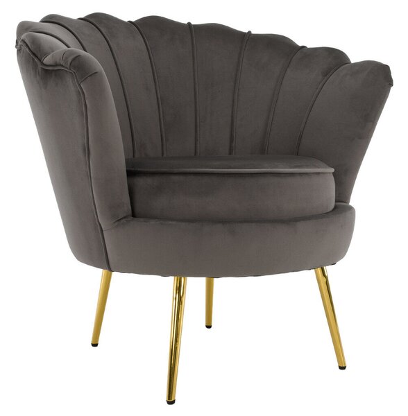 Art-deco stílusú fotel, szürkésbarna Velvet szövet/gold arany króm, NOBLEO