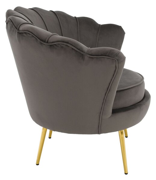 Art-deco stílusú fotel, szürkésbarna Velvet szövet/gold arany króm, NOBLEO