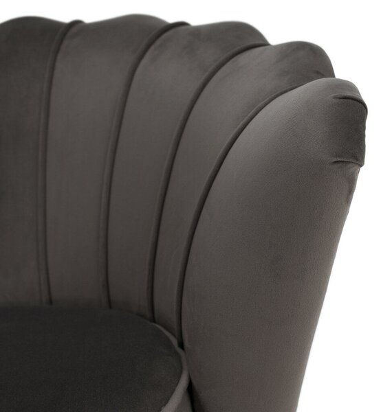 Art-deco stílusú fotel, szürkésbarna Velvet szövet/gold arany króm, NOBLEO