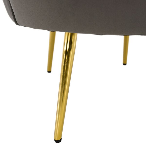 Art-deco stílusú fotel, szürkésbarna Velvet szövet/gold arany króm, NOBLEO