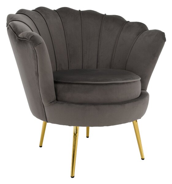 Art-deco stílusú fotel, szürkésbarna Velvet szövet/gold arany króm, NOBLEO