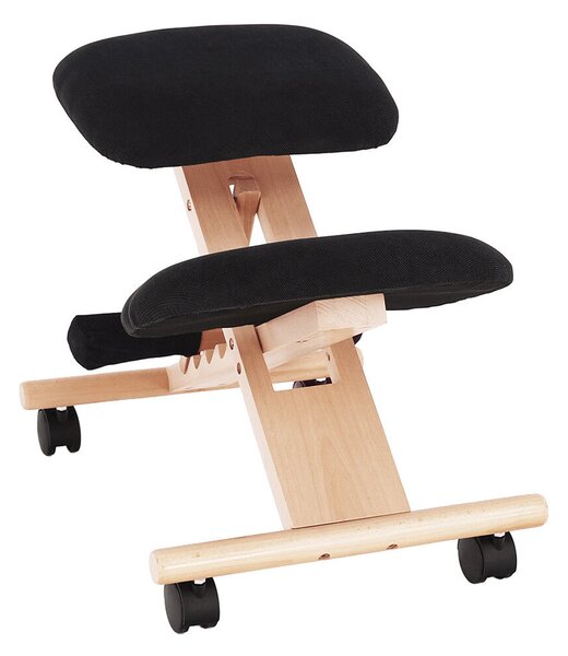 Ergonomikus térdelőszék, fekete/bükkfa, GROCO