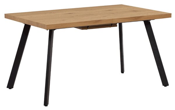 Étkezőasztal, összecsukható, tölgy/fém, 140-180x80 cm, AKAIKO