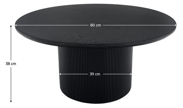 Dohányzóasztal, fekete, átmérő 80 cm, MAHIR TYP 2