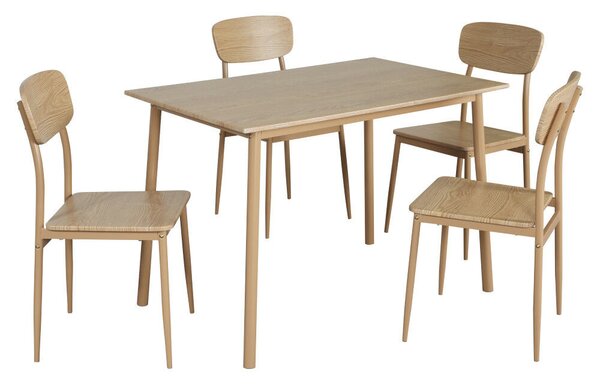 Étkezőgarnitúra 1+4, természetes tölgy, LAMIR