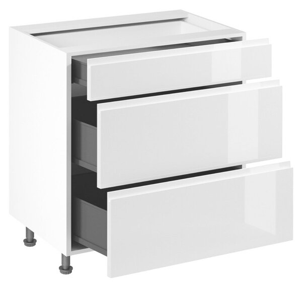 Alsószekrény, fehér/fehér extra magasfényű HG, AURORA D80S3