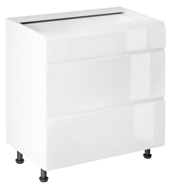 Alsószekrény, fehér/fehér extra magasfényű HG, AURORA D80S3