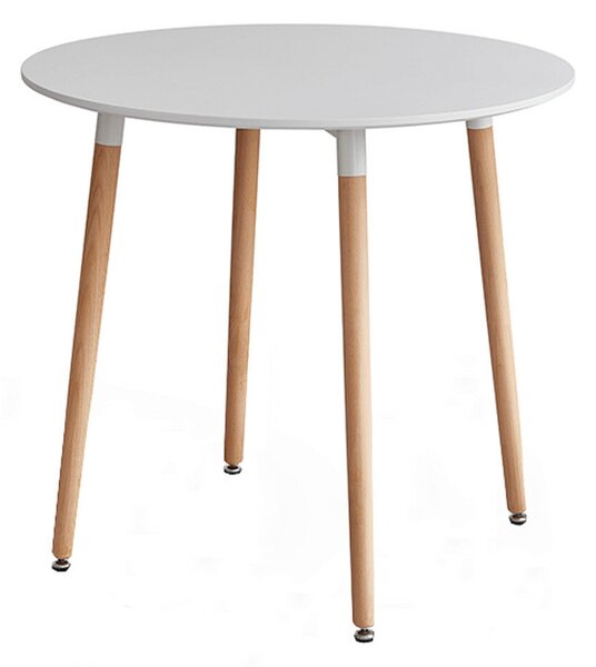 Étkezőasztal, fehér/bükk, átmérő 80 cm, ELCAN NEW TYP 2