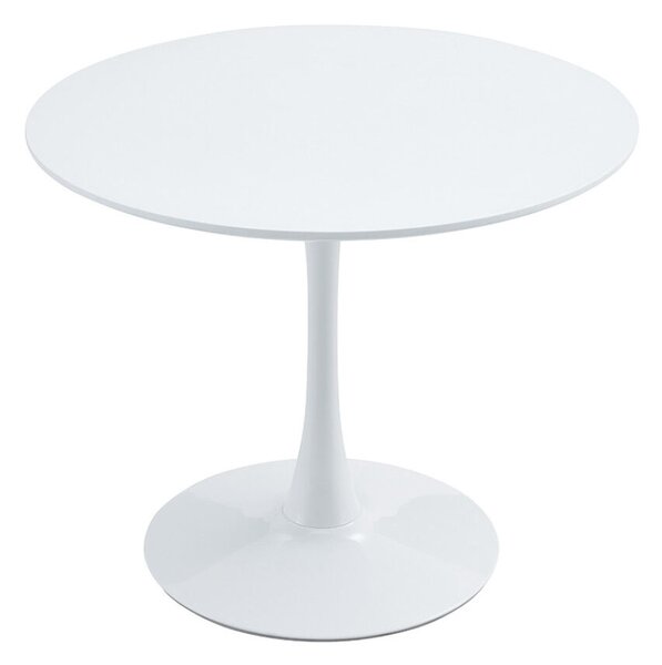 Étkezőasztal, kerek, fehér, matt, átmérő 80 cm, REVENTON NEW