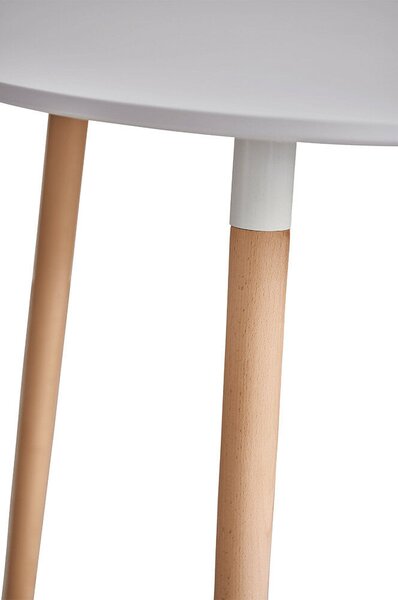 Étkezőasztal, fehér/bükk, átmérő 80 cm, ELCAN NEW TYP 2