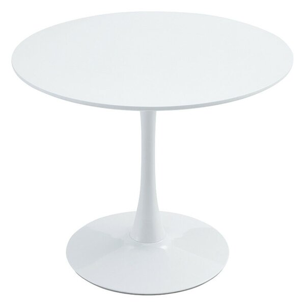 Étkezőasztal, kerek, fehér, matt, átmérő 80 cm, REVENTON NEW