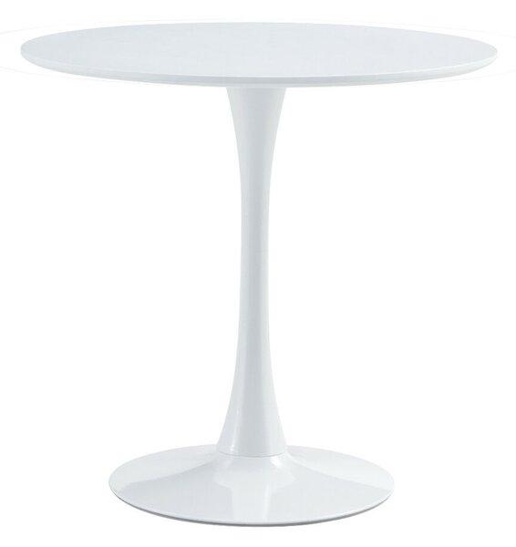 Étkezőasztal, kerek, fehér, matt, átmérő 80 cm, REVENTON NEW