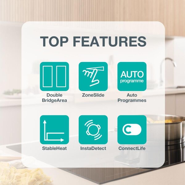 Gorenje GI6442BSCWF Beépíthető indukciós főzőlap, 4 AreaFlex zóna, slider vezérlés, Wifi