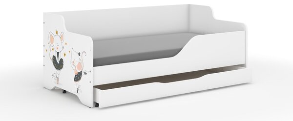 LILU gyerekágy laminált fronttal 160x80cm matraccal és ágyneműtartóval - egérke