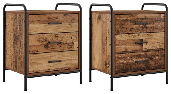Éjjeliszekrény 2 db Antik Fa 48 x 36,5 x 60 cm Szerelt Fa