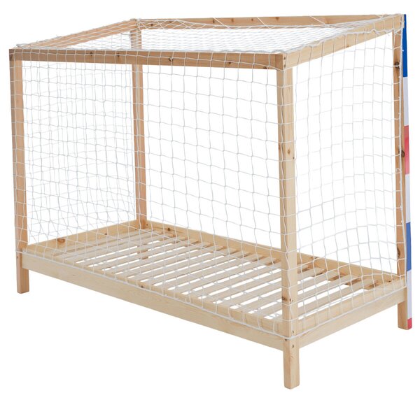Montessori ágy, természetes/fehér/kék/piros, 90x200, FUTAL
