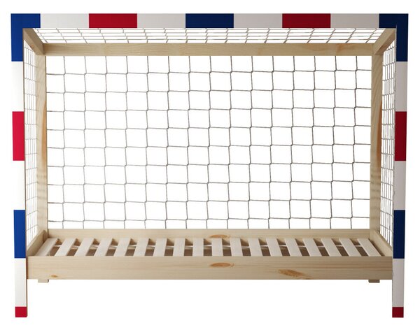 Montessori ágy, természetes/fehér/kék/piros, 90x200, FUTAL