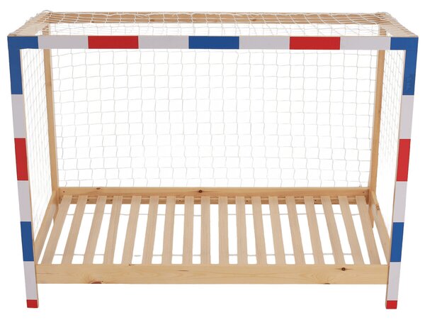 Montessori ágy, természetes/fehér/kék/piros, 90x200, FUTAL