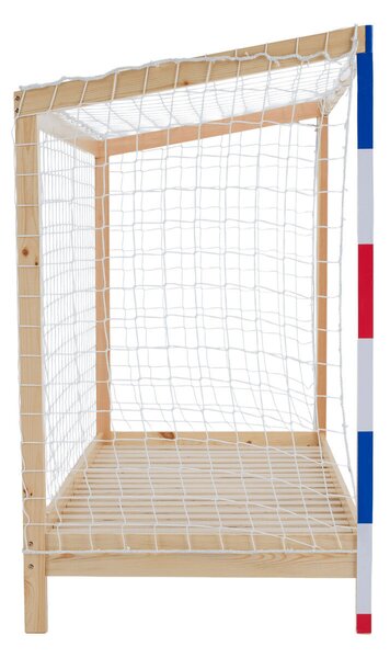 Montessori ágy, természetes/fehér/kék/piros, 90x200, FUTAL
