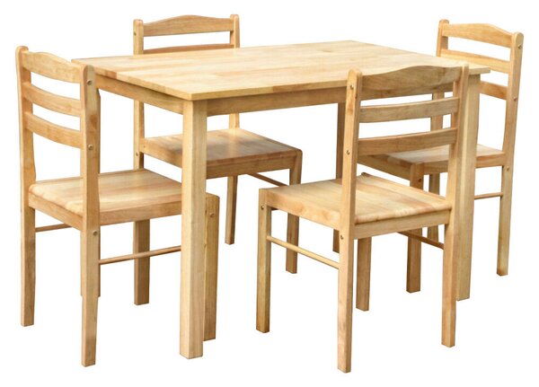 Étkezőgarnitúra 1+4, tömör fa, természetes, LOAK
