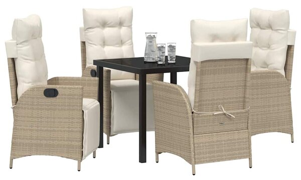 VidaXL Kert étkező szett 5 pcs Bézs Poli rattan