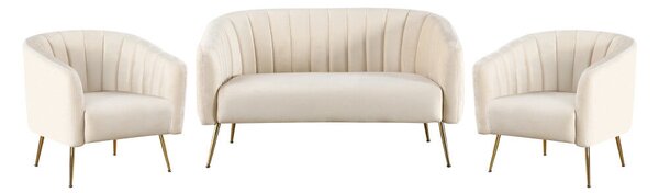 Design fotel, bézs Velvet szövet/gold króm-arany, BAGY