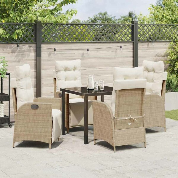 VidaXL Kert étkező szett 5 pcs Bézs Poli rattan