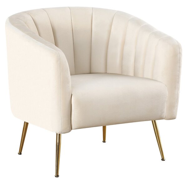 Design fotel, bézs Velvet szövet/gold króm-arany, BAGY