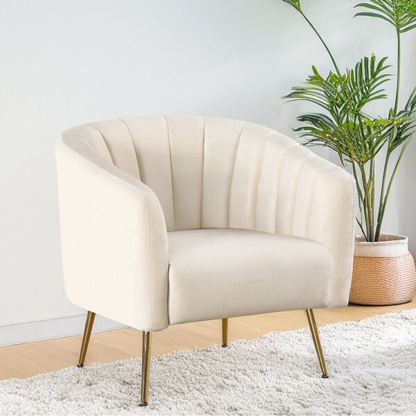 Design fotel, bézs Velvet szövet/gold króm-arany, BAGY