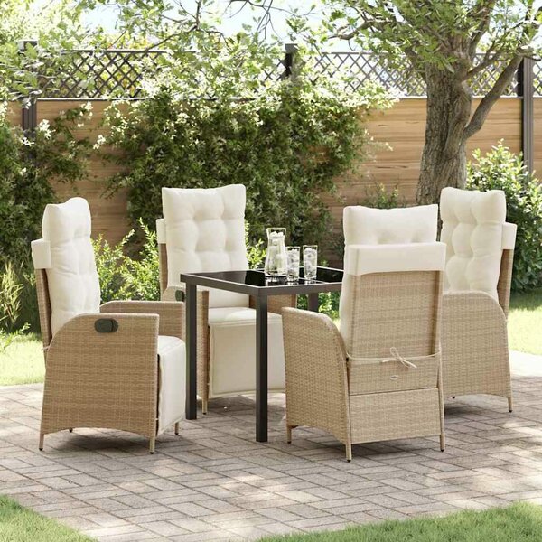 VidaXL Kert étkező szett 5 pcs Bézs Poli rattan