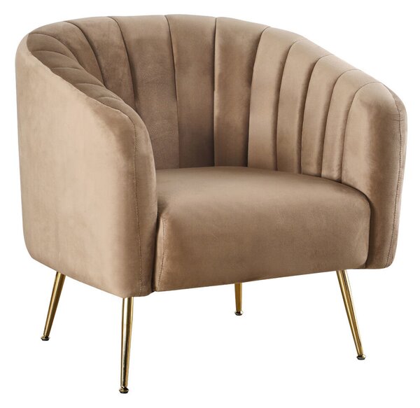 Design fotel, barna Velvet szövet/gold króm-arany, BAGY