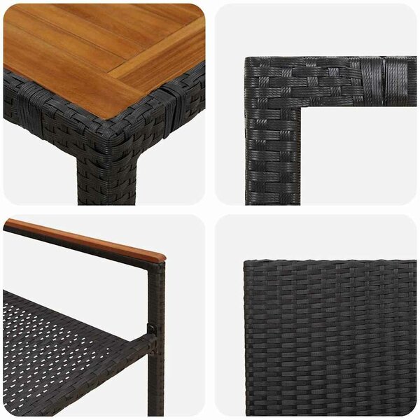 VidaXL Kert étkező szett 9 pcs Fekete és Barna 190 x 90 x 75 cm