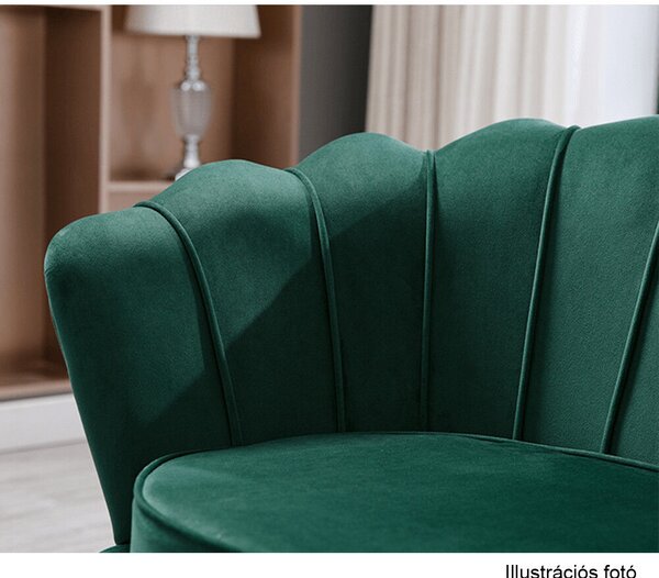 Fotel Art-deco stílusban, smaragd Velvet anyag/gold króm-arany, NOBLIN