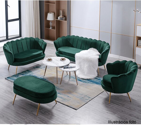 Fotel Art-deco stílusban, smaragd Velvet anyag/gold króm-arany, NOBLIN