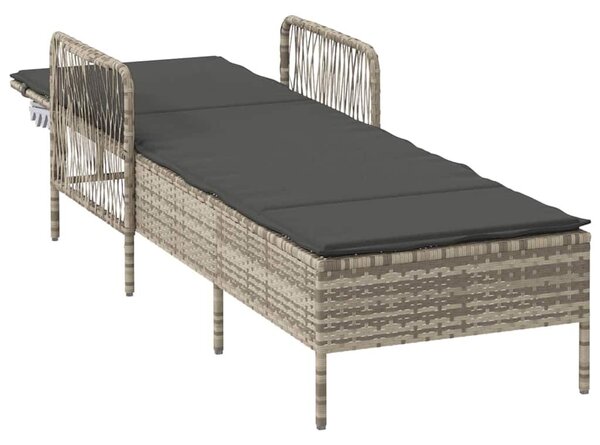 VidaXL Napozóágy párnával Világosszürke 157 x 55 x 92cm polirattan