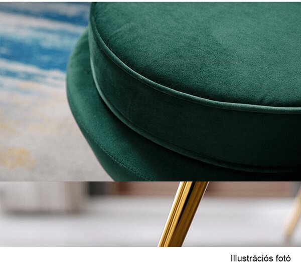 Fotel Art-deco stílusban, smaragd Velvet anyag/gold króm-arany, NOBLIN