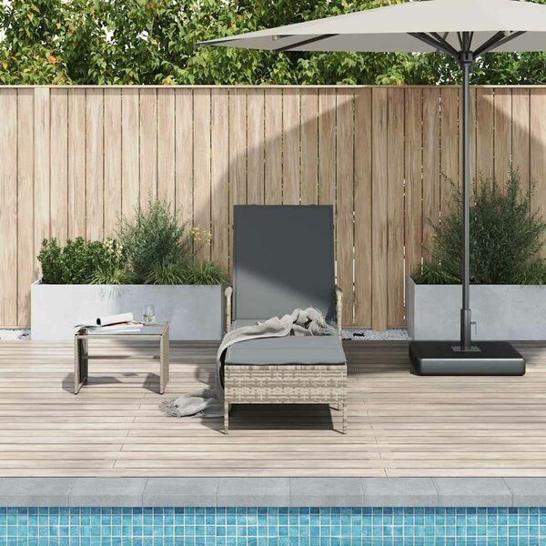 VidaXL Napozóágy párnával Világosszürke 157 x 55 x 92cm polirattan