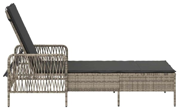 VidaXL Napozóágy párnával Világosszürke 157 x 55 x 92cm polirattan
