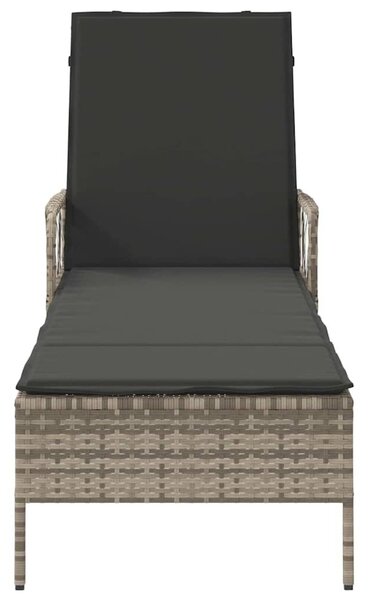 VidaXL Napozóágy párnával Világosszürke 157 x 55 x 92cm polirattan