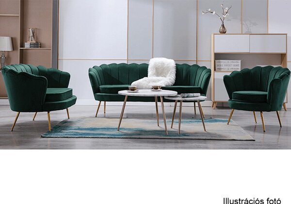 Fotel Art-deco stílusban, smaragd Velvet anyag/gold króm-arany, NOBLIN