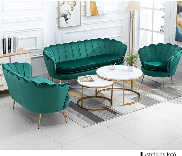 Fotel Art-deco stílusban, smaragd Velvet anyag/gold króm-arany, NOBLIN