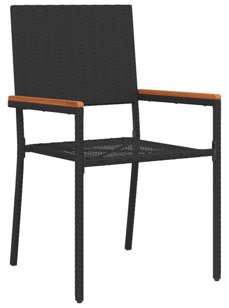 VidaXL Kert étkező szett 7 pcs Fekete és Fa 150 x 90 x 75 cm