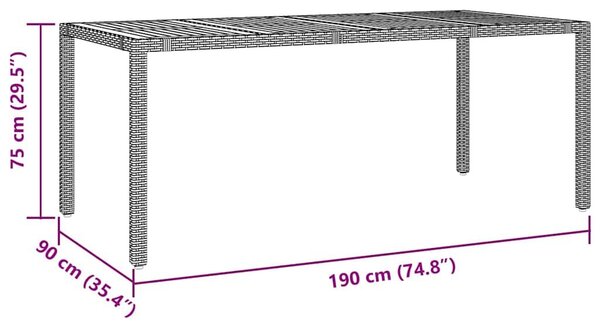 VidaXL Kert étkező szett 9 pcs Szürke és Barna 190 x 90 x 75 cm