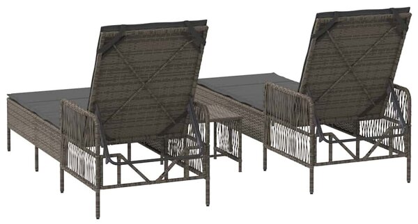 VidaXL Napozóágy párnával 2 pcs Szürke 35 x 35 x 32cm polirattan