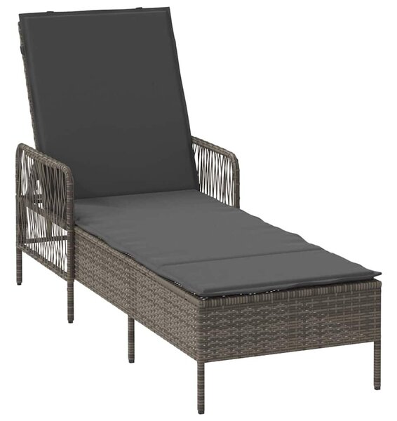 VidaXL Napozóágy párnával 2 pcs Szürke 35 x 35 x 32cm polirattan