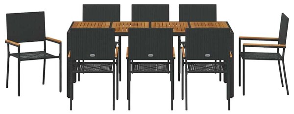 VidaXL Kert étkező szett 9 pcs Fekete és Barna 190 x 90 x 75 cm
