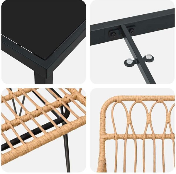 VidaXL Kert étkező szett 5 pcs Barna Poli rattan
