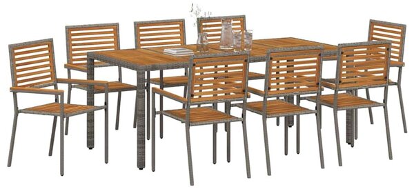 VidaXL Kert étkező szett 9 pcs Szürke és Barna 190 x 90 x 75 cm